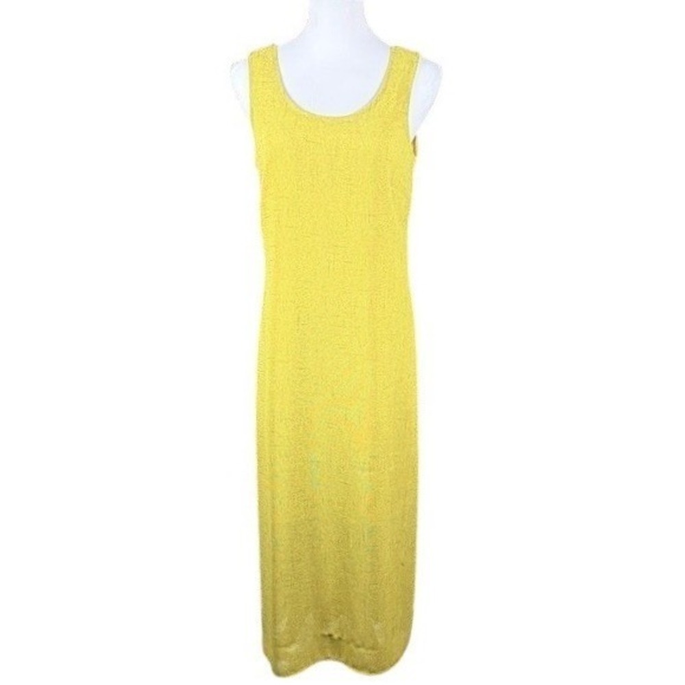 DR Women Chartreuse Yellow Textured Sleeveless Scoop Neck Maxi Dress Size 8